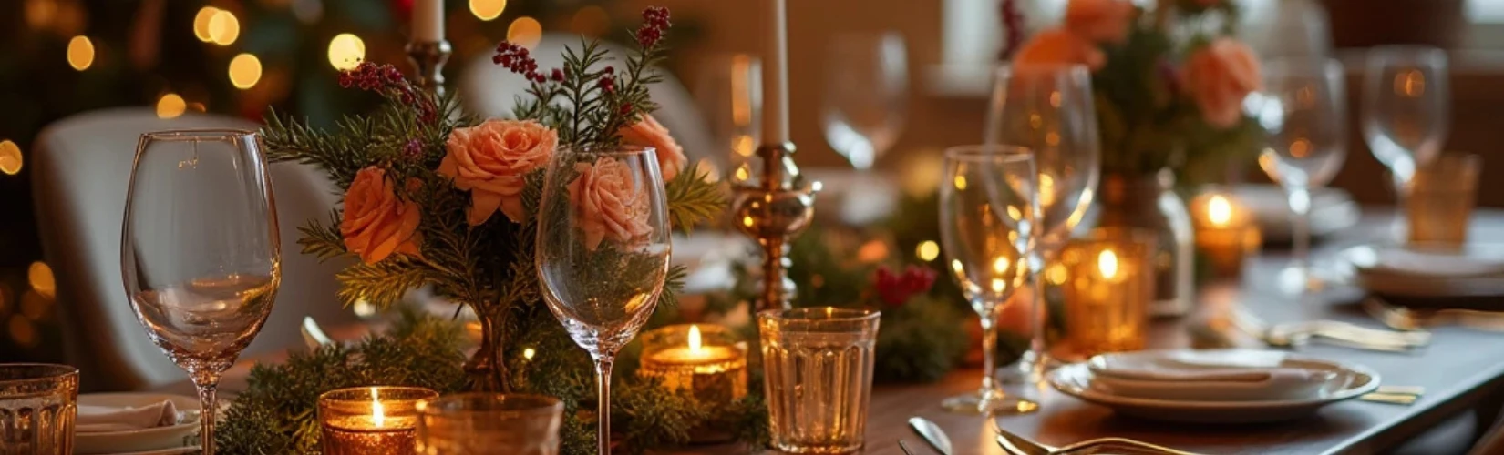 mooi opgemaakte tafel voor een kerstlunch